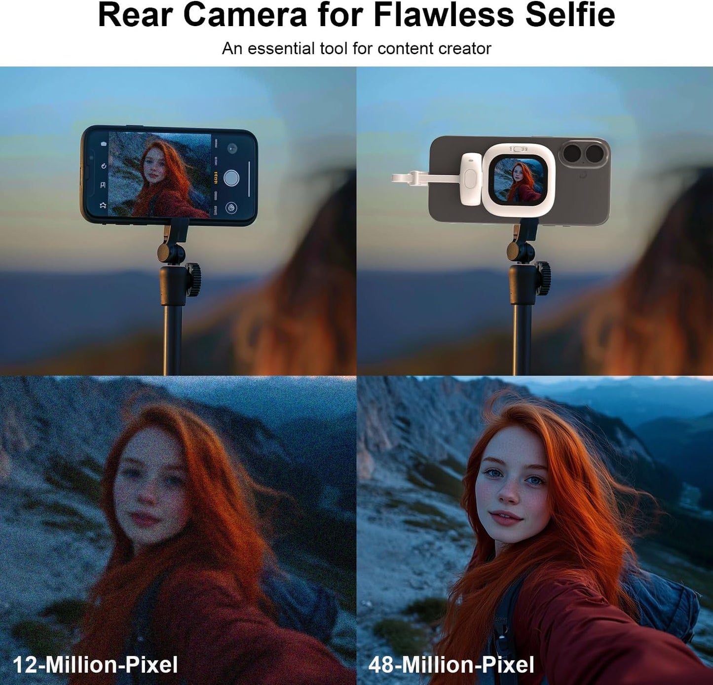 Magnetic AMOLED Selfie Monitor for iPhone – Wired Rear Camera Display with Bluetooth Shutter & Dual Cable Support (iPhone 5–16)