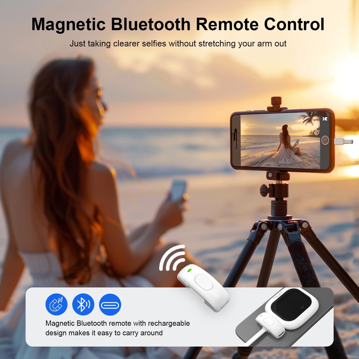 Magnetic AMOLED Selfie Monitor for iPhone – Wired Rear Camera Display with Bluetooth Shutter & Dual Cable Support (iPhone 5–16)